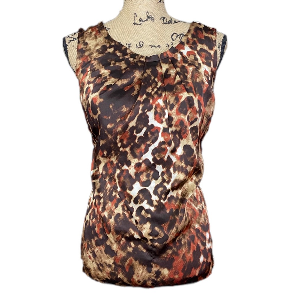 CHAUS silky brown sleeveless blouse SMALL